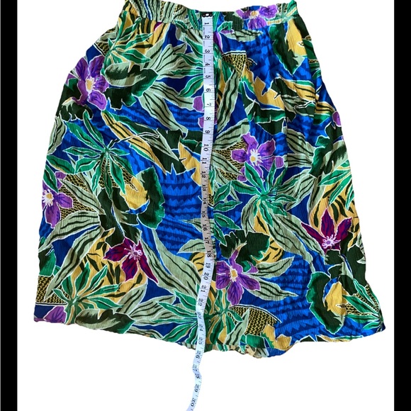 Sag Harbor Vintage Skirt Large Floral Tropical Cottage Y2K Stretch Waist Rayon - Picture 6 of 8